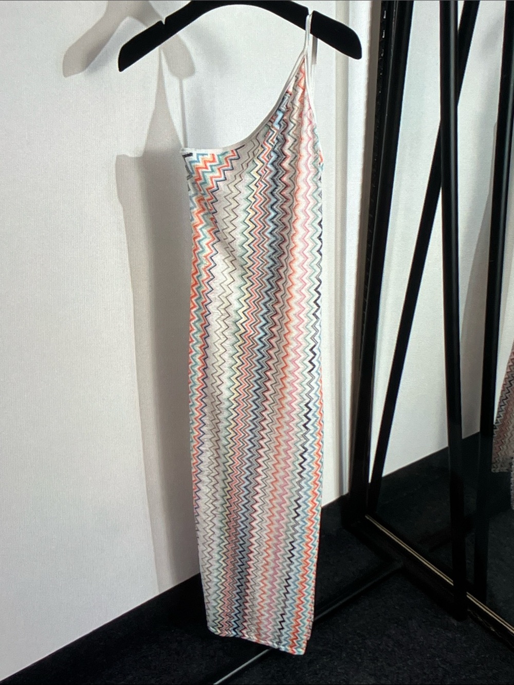 Missoni One-Shoulder Zigzag Maxi Dress in Pastel Multi-Color
